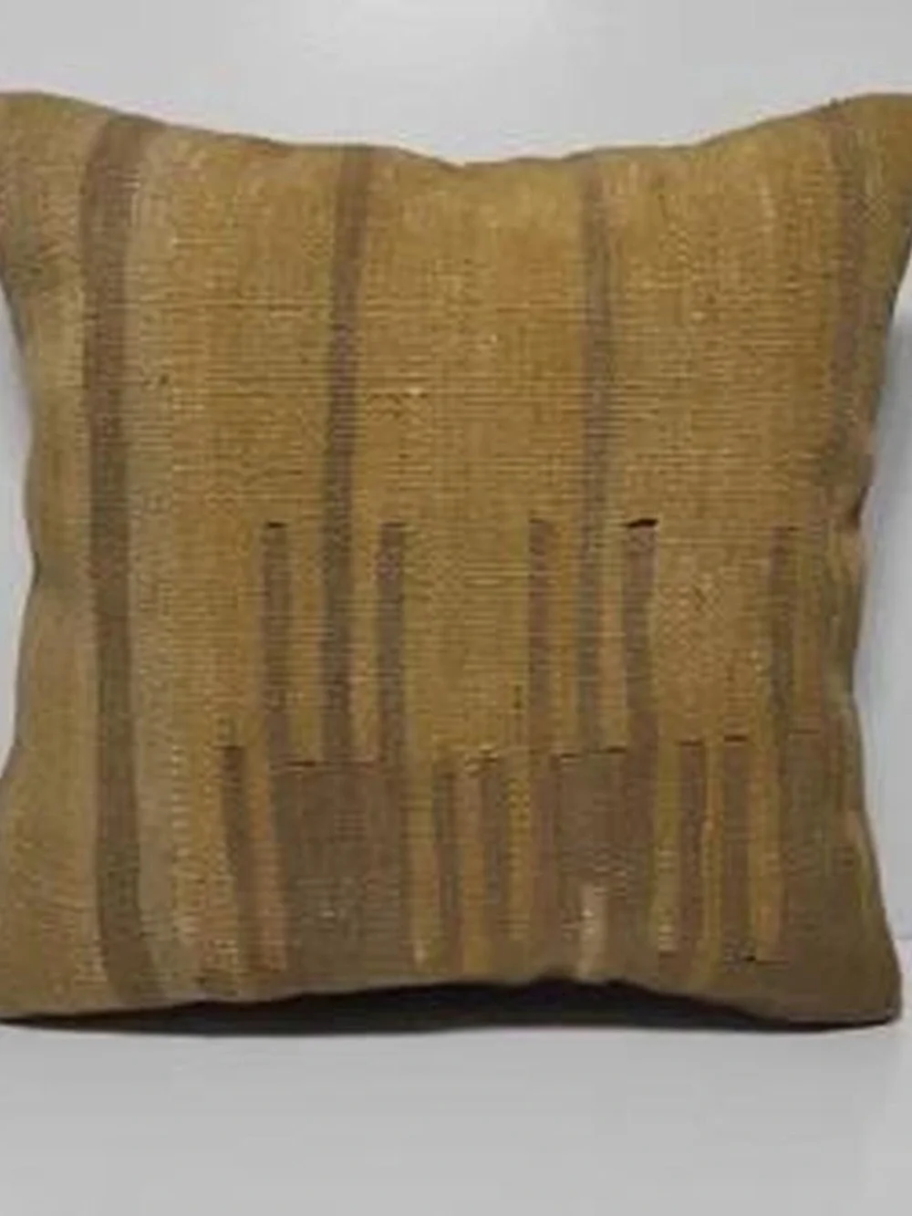 Handwoven Tan Stripe Throw Pillow - Neutral Home Accent